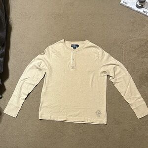 Polo by Ralph Lauren 100% Cotton Long Sleeved T-Shirt. Light Khaki Color XL